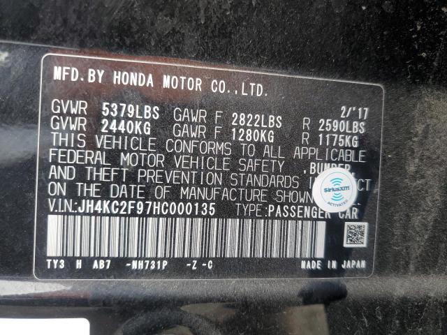 JH4KC2F97HC000135 - 2017 ACURA RLX SPORT HYBRID ADVANCE BLACK photo 12