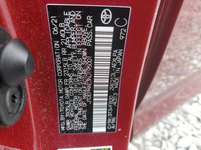 JTDEPMAE3NJ195001 - 2022 TOYOTA COROLLA LE 红色 照片 12