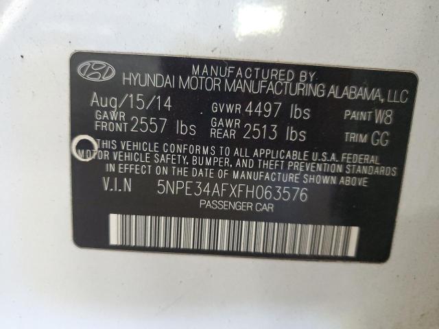 5NPE34AFXFH063576 - 2015 HYUN SONATA SPORT Weiß Foto 12