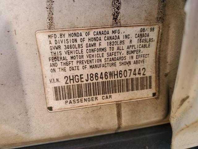 2HGEJ8646WH607442 - 1998 HONDA CIVIC EX WHITE photo 23
