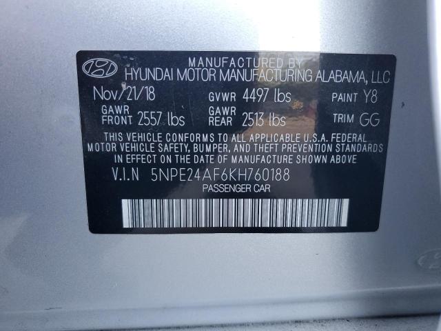 5NPE24AF6KH760188 - 2019 HYUNDAI SONATA SE 银色 照片 13
