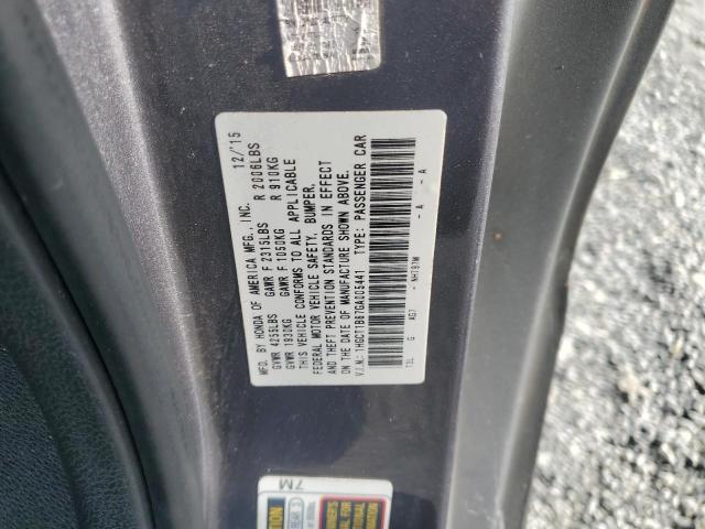 1HGCT1B67GA005441 - 2016 HOND ACCORD EXL ნაცრისფერი ფოტო 12