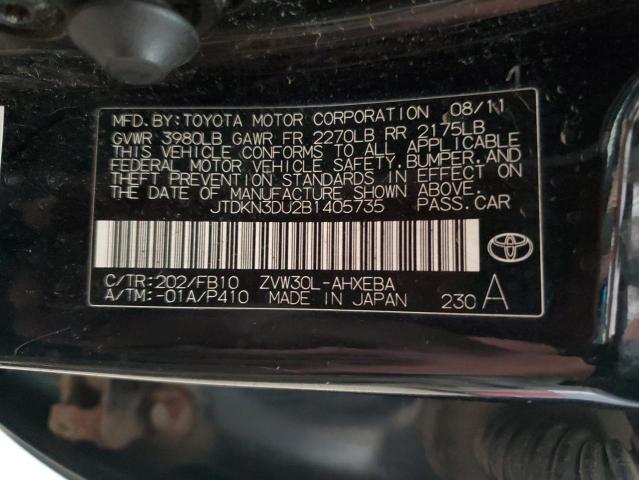 JTDKN3DU2B1405735 - 2011 TOYT PRIUS Schwarz Foto 12