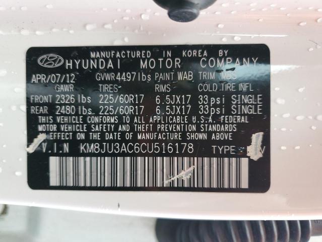 KM8JU3AC6CU516178 - 2012 HYUNDAI TUCSON GLS Ақ фото 13