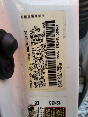 1NXBU4EE2AZ362586 - 2010 TOYOTA COROLLA BASE 白色 照片 12