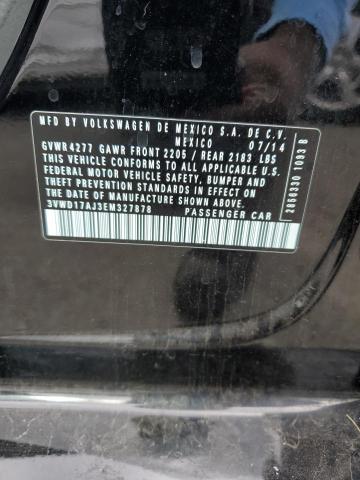 3VWD17AJ3EM327878 - 2014 VOLKSWAGEN JETTA SE BLACK photo 12