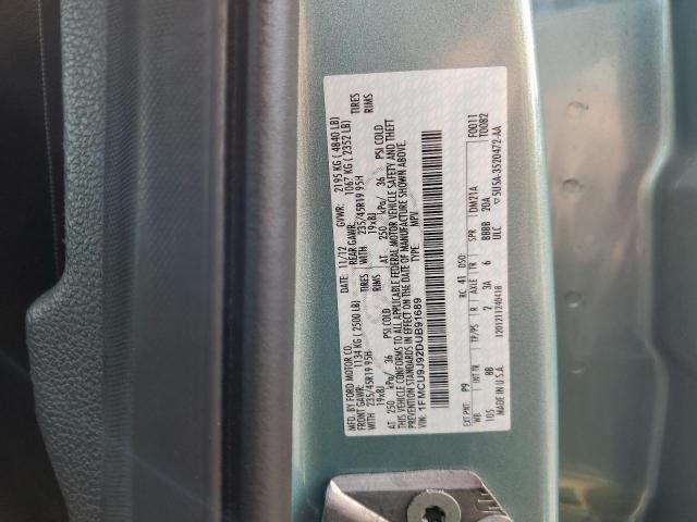 1FMCU9J92DUB91689 - 2013 FORD ESCAPE TITANIUM 青绿色 照片 12