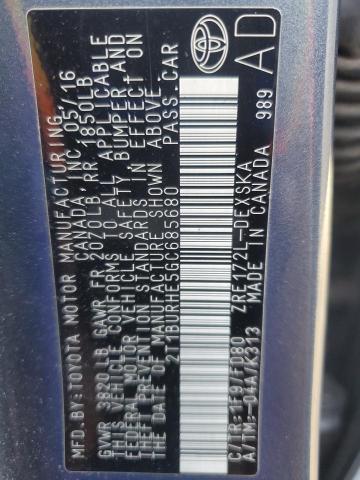 2T1BURHE5GC685680 - 2016 TOYOTA COROLLA L GRAY photo 12