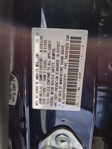 1HGCP3F89CA008167 - 2012 HONDA ACCORD EXL BLUE photo 12