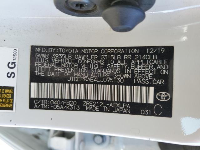 JTDEPRAE4LJ095130 - 2020 TOYOTA COROLLA LE 白色 照片 12