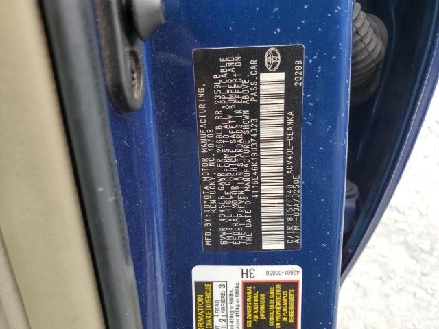 4T1BE46K19U374323 - 2009 TOYOTA CAMRY BASE BLUE photo 12