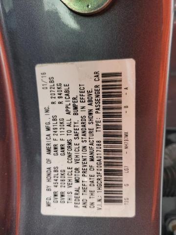 1HGCR3F00GA017088 - 2016 HONDA ACCORD EXL ნაცრისფერი ფოტო 12