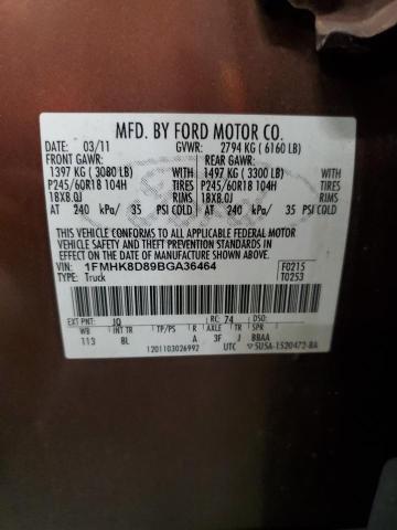 1FMHK8D89BGA36464 - 2011 FORD EXPLORER XLT Qəhvəyi foto 13