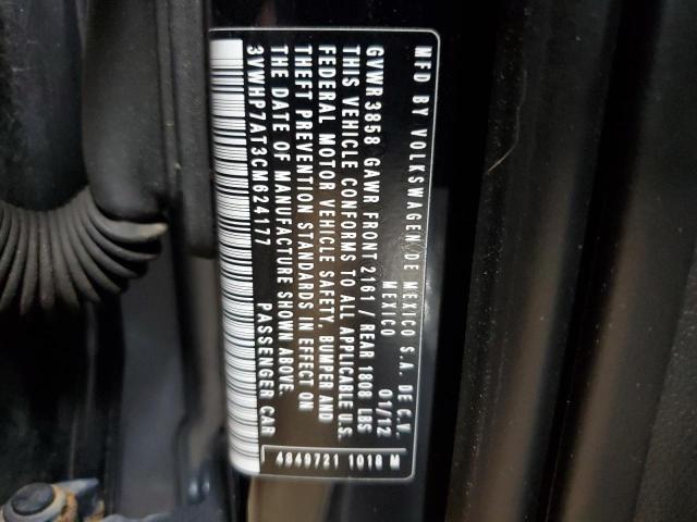 3VWHP7AT3CM624177 - 2012 VOLKSWAGEN BEETLE შავი ფოტო 12