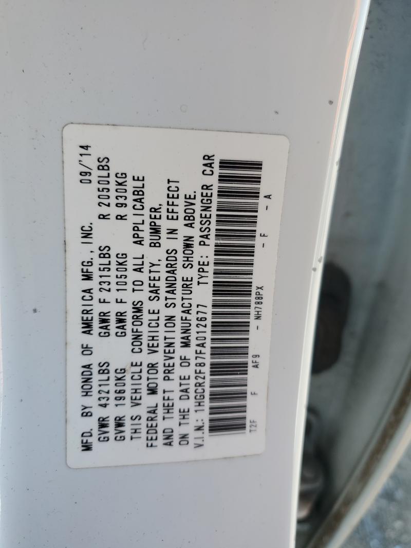 1HGCR2F87FA012677 - 2015 HONDA ACCORD EXL WHITE photo 13