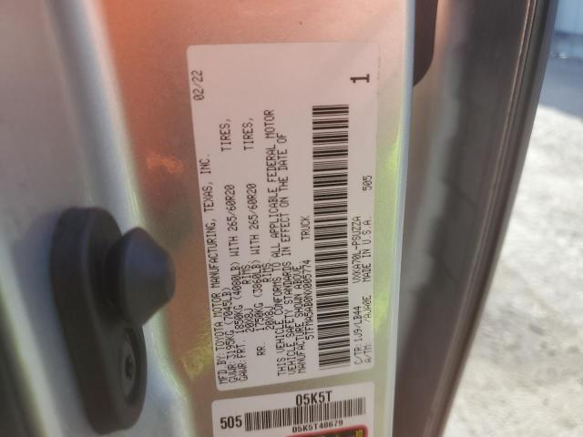 5TFMA5AB0NX005774 - 2022 TOYOTA TUNDRA CREWMAX PLATINUM SILVER photo 12