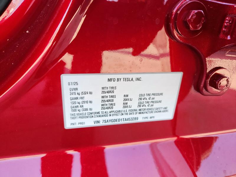 7SAYGDED1TA453289 - 2026 TESLA MODEL Y წითელი ფოტო 12