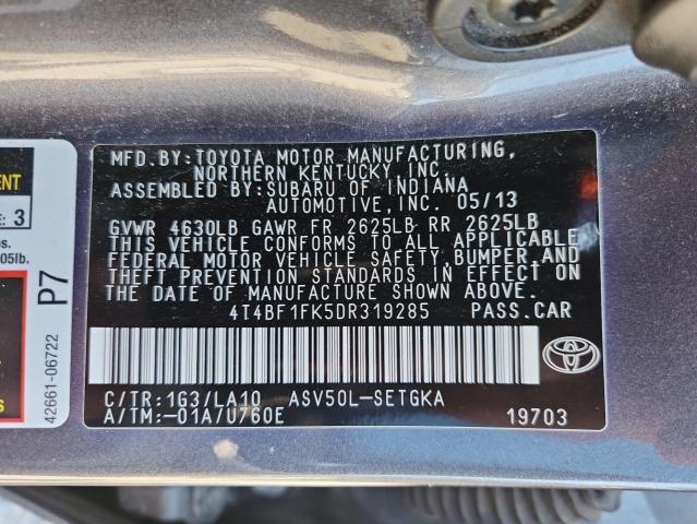 4T4BF1FK5DR319285 - 2013 TOYOTA CAMRY L 灰色 照片 13