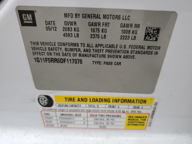 1G11F5RR6DF117076 - 2013 CHEVROLET MALIBU 2LT WHITE photo 12