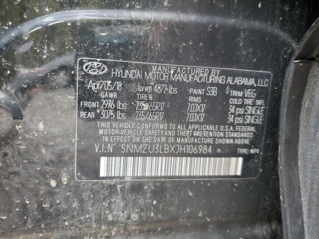 5NMZU3LBXJH106984 - 2018 HYUNDAI SANTA FE S 黑色 照片 13