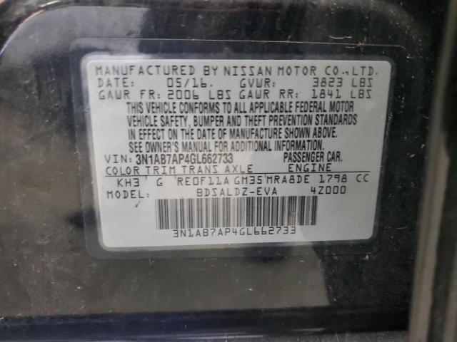 3N1AB7AP4GL662733 - 2016 NISS SENTRA S 黑色 照片 12