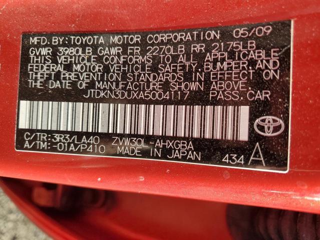 JTDKN3DUXA5004117 - 2010 TOYT PRIUS 红色 照片 12