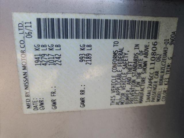 1N4AL2AP6CC110806 - 2012 NISSAN ALTIMA BASE Argent photo 12