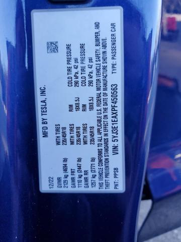 5YJ3E1EAXPF450563 - 2023 TESLA MODEL 3 Синій фото 12