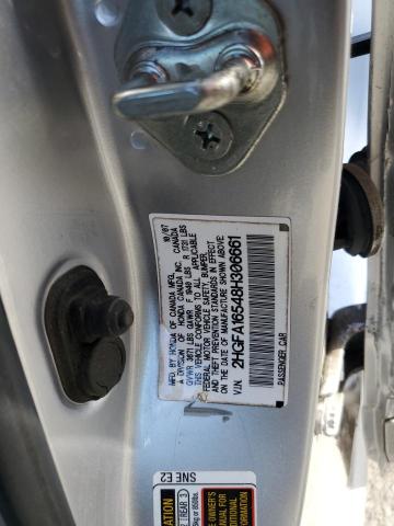 2HGFA16548H306661 - 2008 HONDA CIVIC LX GRAY photo 12