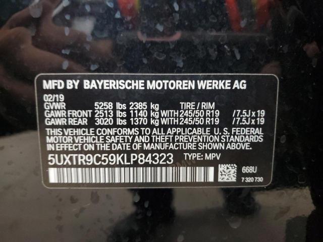 5UXTR9C59KLP84323 - 2019 BMW X3 XDRIVE30I BLACK photo 12