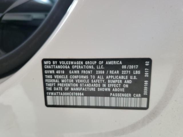 1VWAT7A30HC076984 - 2017 VOLKSWAGEN PASSAT S WHITE photo 13