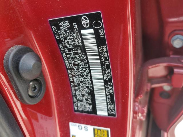 JTDVPMAE9NJ215557 - 2022 TOYOTA COROLLA LE Rouge photo 12