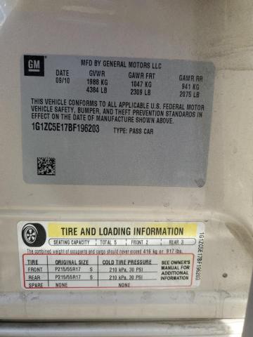 1G1ZC5E17BF196203 - 2011 CHEVROLET MALIBU 1LT TAN photo 12