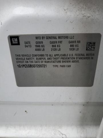 1G1PC5SB5D7299721 - 2013 CHEVROLET CRUZE LT 白色 照片 12