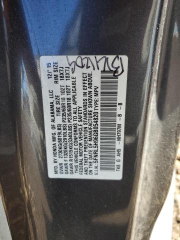 5FNRL5H96GB054820 - 2016 HONDA ODYSSEY TOURING GRAY photo 13