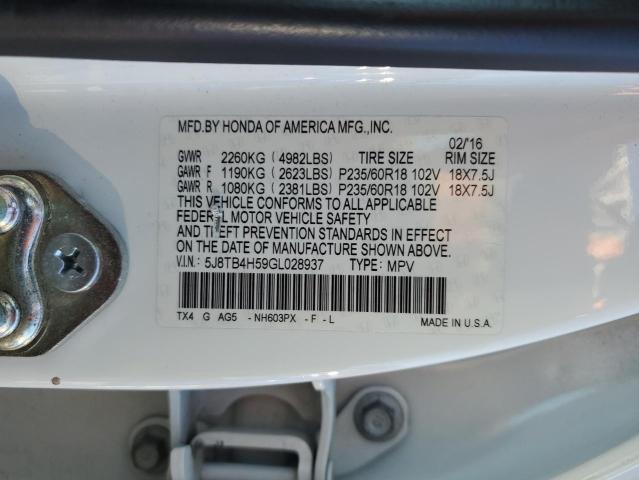 5J8TB4H59GL028937 - 2016 ACURA RDX TECHNOLOGY Ақ фото 13