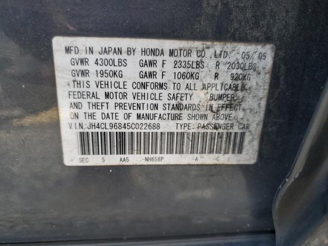 JH4CL96845C022688 - 2005 ACURA TSX ნაცრისფერი ფოტო 13