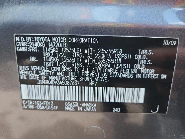 JTMRK4DV3A5087637 - 2010 TOYOTA RAV4 SPORT 石墨色 照片 13