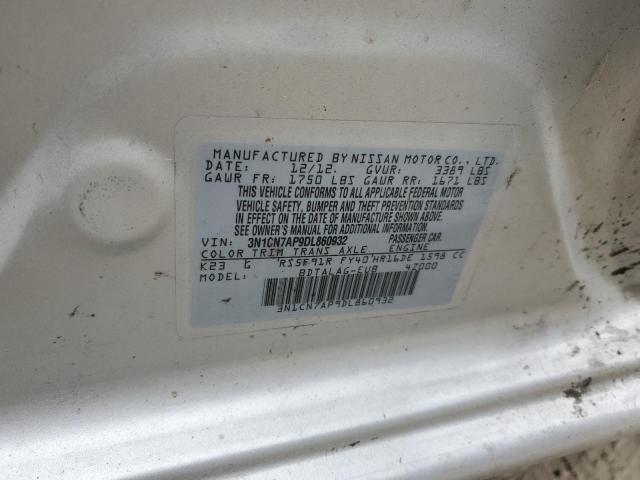 3N1CN7AP9DL860932 - 2013 NISSAN VERSA S SILVER photo 13