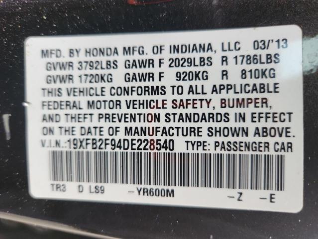 19XFB2F94DE228540 - 2013 HONDA CIVIC EXL Schwarz Foto 23