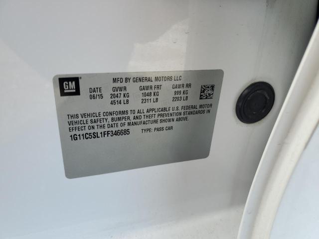 1G11C5SL1FF346685 - 2015 CHEVROLET MALIBU 1LT WHITE photo 12