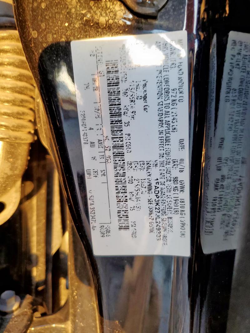 1FADP3K27JL249303 - 2018 FORD FOCUS SE 黑色 照片 12