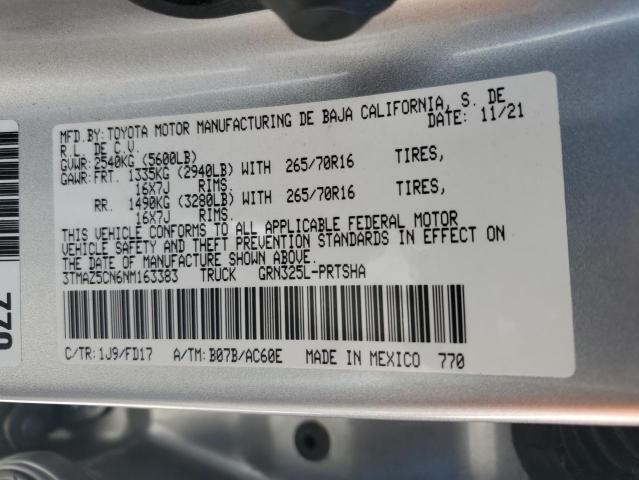 3TMAZ5CN6NM163383 - 2022 TOYOTA TACOMA DOUBLE CAB Silber Foto 12