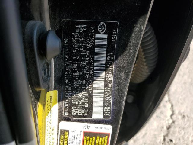 4T1BK3DB9BU437373 - 2011 TOYOTA AVALON BASE 黑色 照片 12