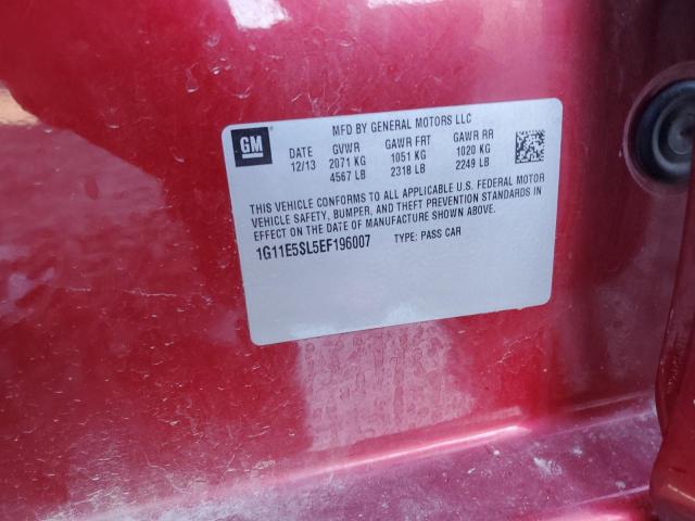 1G11E5SL5EF196007 - 2014 CHEVROLET MALIBU 2LT RED photo 12