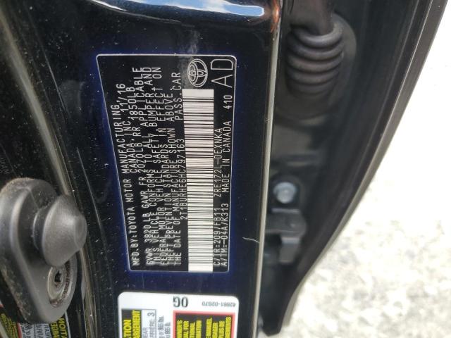 2T1BURHE6HC797163 - 2017 TOYOTA COROLLA L BLACK photo 12