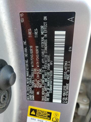 5TDKKRFH4FS116098 - 2015 TOYOTA HIGHLANDER XLE Արծաթագույն լուսանկար 13