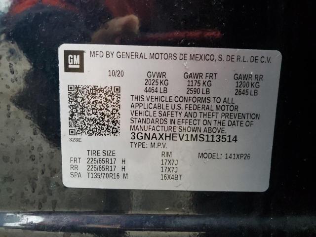 3GNAXHEV1MS113514 - 2021 CHEVROLET EQUINOX LS BLUE photo 14