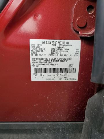 1FM5K8F85FGB55358 - 2015 FORD EXPLORER LIMITED RED photo 12