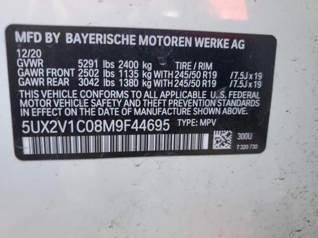 5UX2V1C08M9F44695 - 2021 BMW X4 XDRIVE30I WHITE photo 12